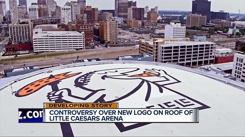 Controversy over new logo on roof of Little Caesars Arena