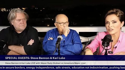 Kari Lake Interviewed by Rudy Giuliani [with Steve Bannon “Crashing the Party”] — Fun Interview (4/25/23)