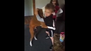 Dog learns to give hugs on command