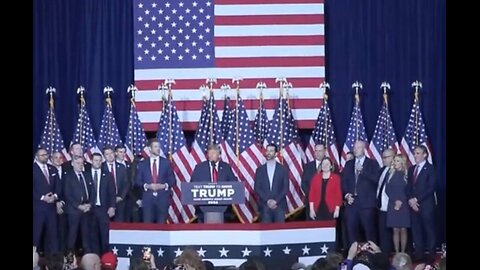 17 FLAGS 17 PEOPLE ON STAGE TRUMP IS 17+