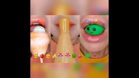 ASMR Satisfying Eating Emoji Food FROZEN HONEY TANGHULU MARSHMALLOW Mukbang