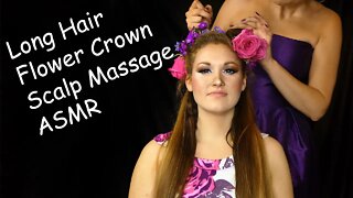 ASMR Relaxing Hair Play & Whispers to Help You Sleep, Putting Flowers in Her Long, Hair, Styling