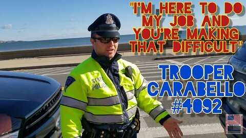 "Now You're Interfering" Trooper Carabello. Owned. Takes Drive Of Sh@me. Mass State Police. Revere.