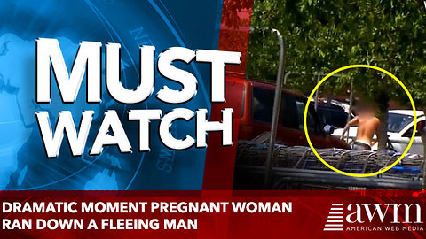 Dramatic moment pregnant woman ran down a fleeing man