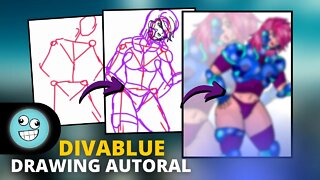 DRAWING CHARACTER AUTHORIAL NFT: DIVABLUE (GIRL WARRIOR) | DESENHANDO PERSONAGEM AUTORAL