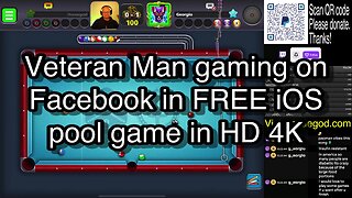 Veteran Man gaming on Facebook in FREE iOS pool game in HD 4K 🎱🎱🎱 8 Ball Pool 🎱🎱🎱