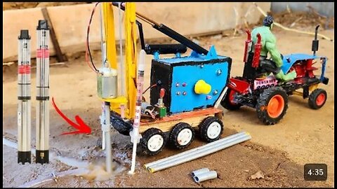 Diy trector mini borewell drilling machine | science project | submersible water pump