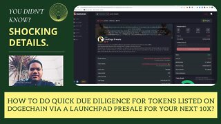 How To Do Quick Diligence For Tokens Listed On Dogechain Via A Launchpad Presale For Your Next 10x?