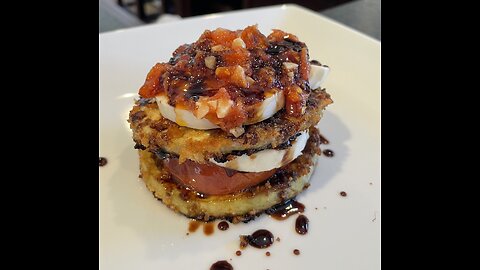 CAPRESE EGGPLANT TOWER! FINE VEGETARIAN DINING!