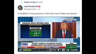 Donald J. Trump ReTruthed Jack Posobiec FLASHBACK: Trump predicted a 1929-style crash if Biden