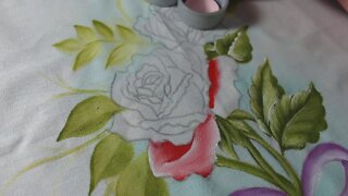 Rosa como pintar - Pintura em Tecido 2