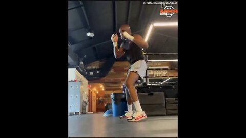 Kamaru Usman working on his toe stomps