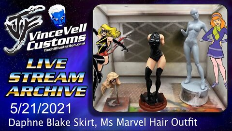 VinceVellCUSTOMS Live Stream - Painting Ms Marvel hair/ Outfit - Daphne Blake Skirt