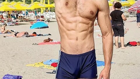 Flexing ALL Muscles at a beach