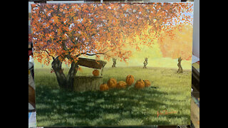 Oil Painting Time-lapse: “Pumpkins For Sale”