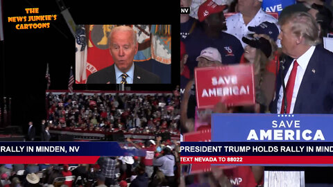 President Trump shows Biden's malfunction compilation video at rally in Nevada.