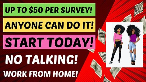 Up To $50 Per Survey Anyone Can Do It No Interview No Talking Work From Home #sidehustle #online