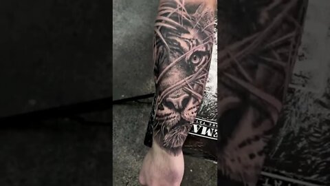 The Incredible Tiger Forearm Tattoo #shorts #tattoos #inked #youtubeshorts