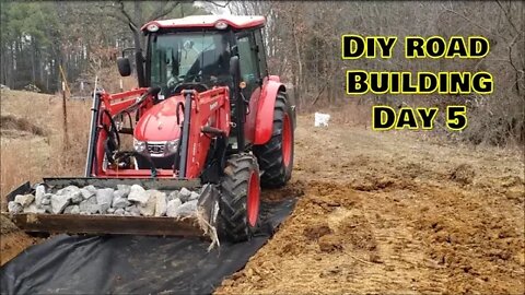 Building a new road DAY 5 RIP RAP Ditch & Branson Tractor!