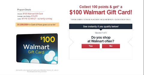FREE GIFTCARD Standard - Walmart $100 ($1.80)