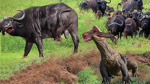 Komodo Dragon Attacks Wild Buffalo Too Brutal - The Number One Cold-Blood Predator In The Wild World