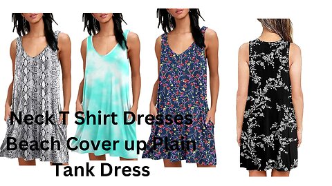 BISHUIGE Women Summer Casual V Neck T Shirt Dresses Beach Cover up Plain Tank Dress Review
