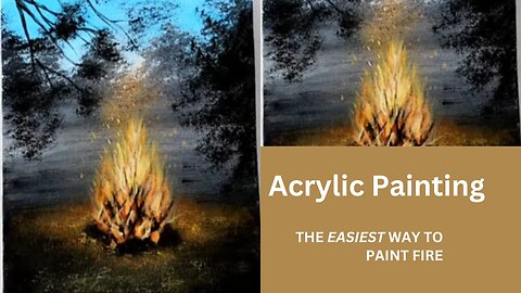 How to Paint Fire in the Woods in the forest/ Easy Acrylic Painting Tutorial for Beginners