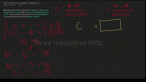 Math Olympiad for Elementary | 2021 | Division E | Contest 3 | MOEMS | 3C