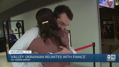 Emotional moments as Valley woman reunites with fiance who escaped Ukraine