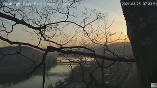 Hays Eagles nest pan sunrise over the Monongahela river 2021 03 25 07 34 06 449