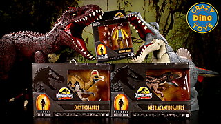 3 New Jurassic World Dinosaur Toys Unboxed Hammond Collection Corythosaurus, Metriacanthosaurus,