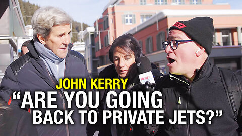 WEF Davos 2024 John Kerry Confronted About His Own Massive Carbon Footprint