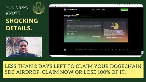 Less Than 2 Days Left To Claim Your Dogechain $DC Airdrop. Claim Now Or Lose 100% Of It.