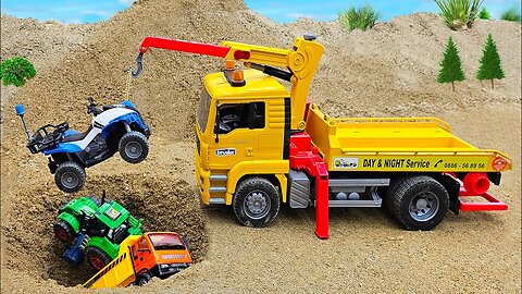 Construction Vehicles Accident Crane Truck Rescue | Funny Stories Trucks Toys