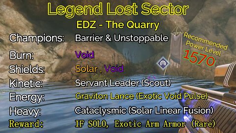 Destiny 2 Legend Lost Sector: EDZ - The Quarry on my Warlock 11-17-22