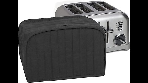 Four Slice Toaster Cover, Machine Washable CottonPolyester Kitchen Appliance Covers, Black RIT...