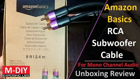 AmazonBasics RCA Subwoofer Cable For Mono Channel Audio (Unboxing Review) [Hindi]