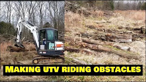 Making UTV Trail Riding obstacles with the Bobcat Excavator! Stay tuned!