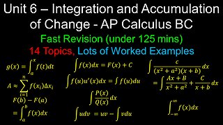 Integration and Accumulation of Change, Fast Revision, Worked Examples - Unit 6 - AP Calculus BC