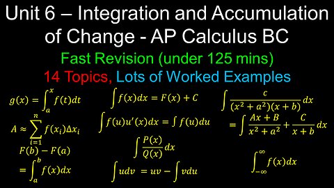 Integration and Accumulation of Change, Fast Revision, Worked Examples - Unit 6 - AP Calculus BC