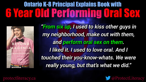 K-8 Principal Explains Book with 6 Year Old Performing Oral Sex