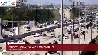 3-vehicle crash causes heavy delays on I-95 north in West Palm Beach