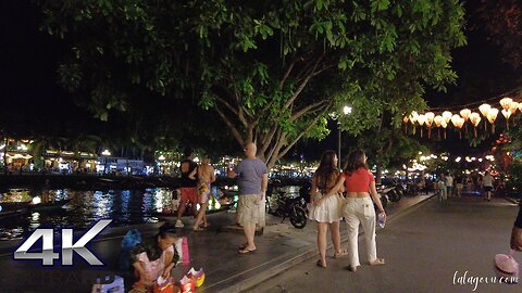 Motorcycle tour to see Hoi An old town late at night [ 4K ASMR ]