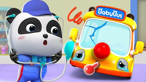 Bus is Scared of Checkup | Wheels on the Bus | Baby Panda Mechanic Ep 6 | Kids Song | BabyBus