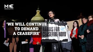 US politicians and Rabbis call for Gaza ceasefire outside US Capitol