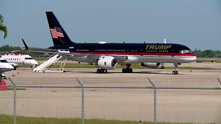 Trump plane sits on tarmac at Palm Beach International Airport