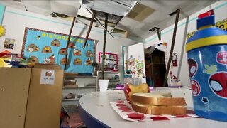 A tree falls on a daycare in St. Pete after the storm.
