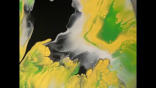 Green & Yellow color explosion! Dutch Pour - Just paint & water - Acrylic Abstract Art Tutorial