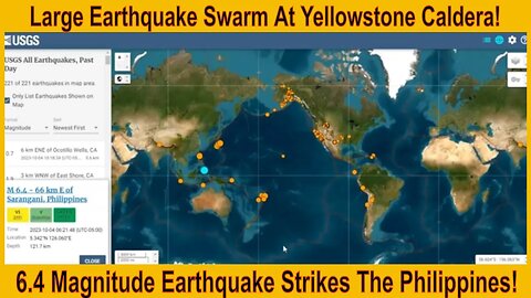 Strong 6.4 Magnitude Earthquake Philippines! YELLOWSTONE SWARM ONGOING!