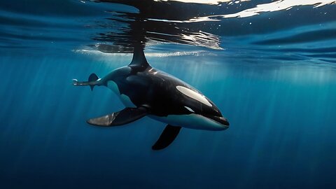 Wild Orca Killer Whales Swimming in Ocean